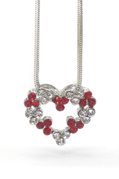 Korean White Gold Crystal Heart Necklace - Valentine's Day Gift for Her