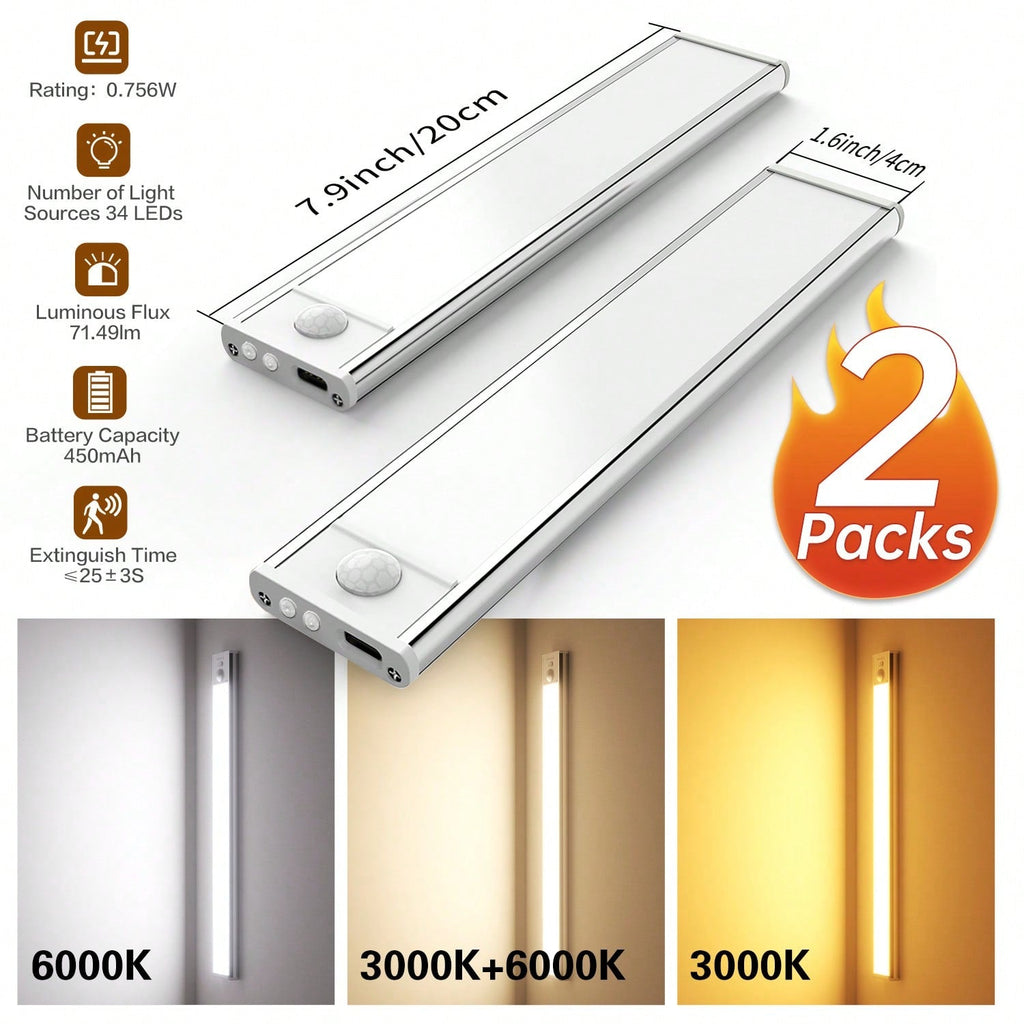 Under Cabinet LED Lights Motion Sensor - Wireless (2 Pack)
