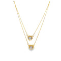 Sunburst CZ Heart Layered Necklace - Sparkling Gold Pendant Jewelry