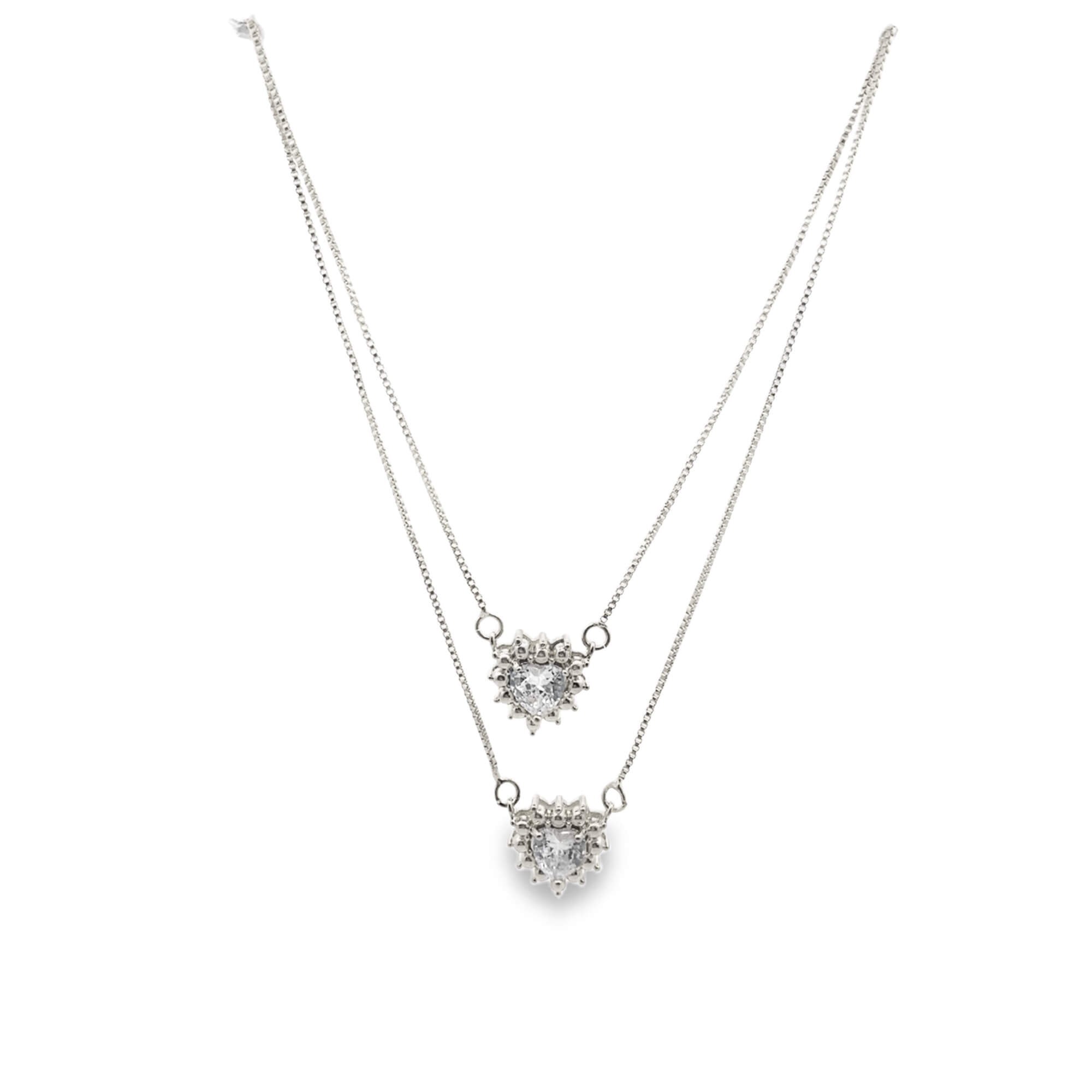 Sunburst CZ Heart Layered Necklace - Sparkling Gold Pendant Jewelry