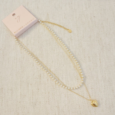 Silver Plated Pearl Layered Heart Locket Necklace - Elegant Bridal Jewelry Gift