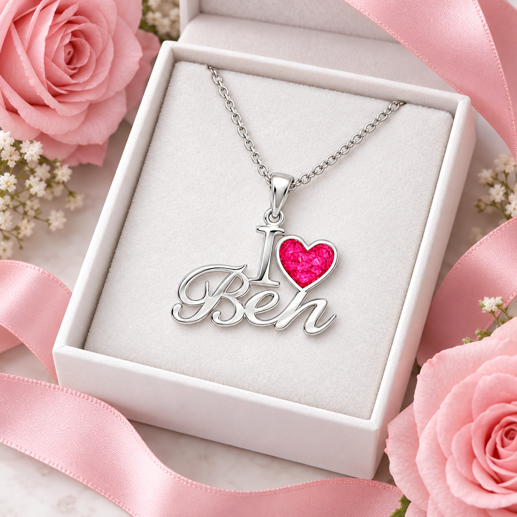 Silver Rose Chain Necklace - Gift box presentation